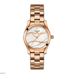 Tissot T Wave T Lady Mother of Pearl Dial Rose Gold Steel Strap Watch For Women - T112.210.33.111.00 Authentic Buy Shop Now
