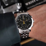 Tissot PRC 200 Chronograph Black Dial Silver Steel Strap Watch For Men - T114.417.11.057.00 Authentic Buy Shop Now