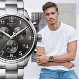 Tissot T Classic Chrono XL Black Dial Silver Steel Strap Watch For Men - T116.617.11.057.01 Authentic Buy Shop Now