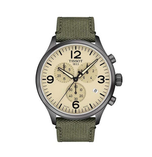 Tissot T Sport Chrono XL Beige Dial Green Nylon Strap Watch for Men - T116.617.37.267.00 Authentic Buy Shop Now