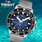 Tissot Seastar 1000 Chronograph Blue Dial Silver Mesh Bracelet Watch For Men - T120.417.11.041.02 Authentic Buy Shop Now
