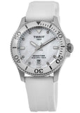 Tissot Seastar 1000 Mother of Pearl White Dial White Rubber Strap Watch for Women - T120.210.17.116.00 Authentic Buy Shop Now