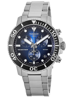 Tissot Seastar 1000 Chronograph Driver Blue Dial Silver Steel Strap Watch For Men - T120.417.11.041.01 Authentic Buy Shop Now