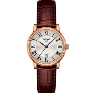 Tissot T Classic Carson Premium White Dial Brown Leather Strap Watch for Women - T122.207.36.033.00 Authentic Buy Shop Now