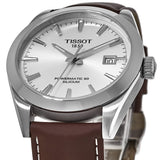 Tissot Gentleman Powermatic 80 Silicium Silver Dial Brown Leather Strap Watch For Men - T127.407.16.031.00 Authentic Buy Shop Now