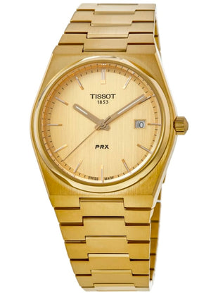 Tissot PRX Champagne Yellow Gold Dial Gold Steel Strap Watch for Men - T137.410.33.021.00 Authentic Buy Shop Now
