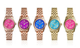Michael Kors Lexington Quartz Pink Dial Gold Steel Strap Watch For Women - MK3270