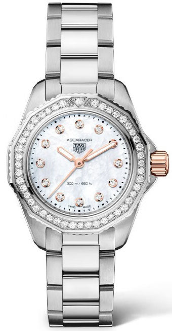 Tag Heuer Aquaracer Professional 200 Quartz Diamonds Mother of Pearl Dial Silver Steel Strap Watch for Women - WBP1451.BA0622 Authentic Buy Shop Now