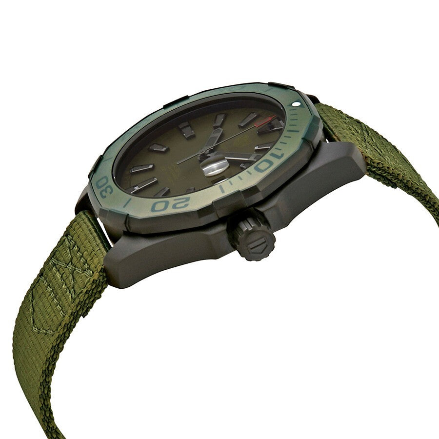 Tag Heuer Aquaracer Automatic Green Dial Khakhi Green Nylon Strap Watch for Men - WAY208E.FC8222 Authentic Buy Shop Now