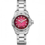 Tag Heuer Aquaracer Professional 200 Automatic Diamond Ruby Red Dial Silver Steel Strap Watch for Women - WBP2414.BA0622 Authentic Buy Shop Now