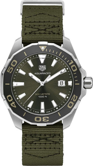 Tag Heuer Aquaracer Black Dial Khakhi Green NATO Strap Watch for Men - WAY101E.FC8222 Authentic Buy Shop Now