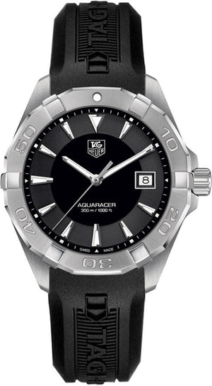 Tag Heuer Aquaracer Quartz Black Dial Black Rubber Strap Watch for Men - WAY1110.FT8021 Authentic Buy Shop Now