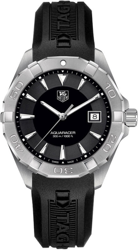 Tag Heuer Aquaracer Quartz Black Dial Black Rubber Strap Watch for Men - WAY1110.FT8021 Authentic Buy Shop Now