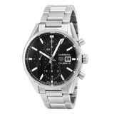 Tag Heuer Carrera Automatic Chronograph Black Dial Silver Steel Strap Watch for Men - CBK2110.BA0715 Authentic Buy Shop Now