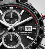 Tag Heuer Carrera Automatic Chronograph Black Dial Silver Steel Strap Watch for Men - CBM2110.BA0651 Authentic Buy Shop Now