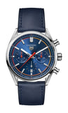 Tag Heuer Carrera Chronograph Blue Dial Blue Leather Strap Watch for Men - CBN201D.FC6543 Authentic Buy Shop Now