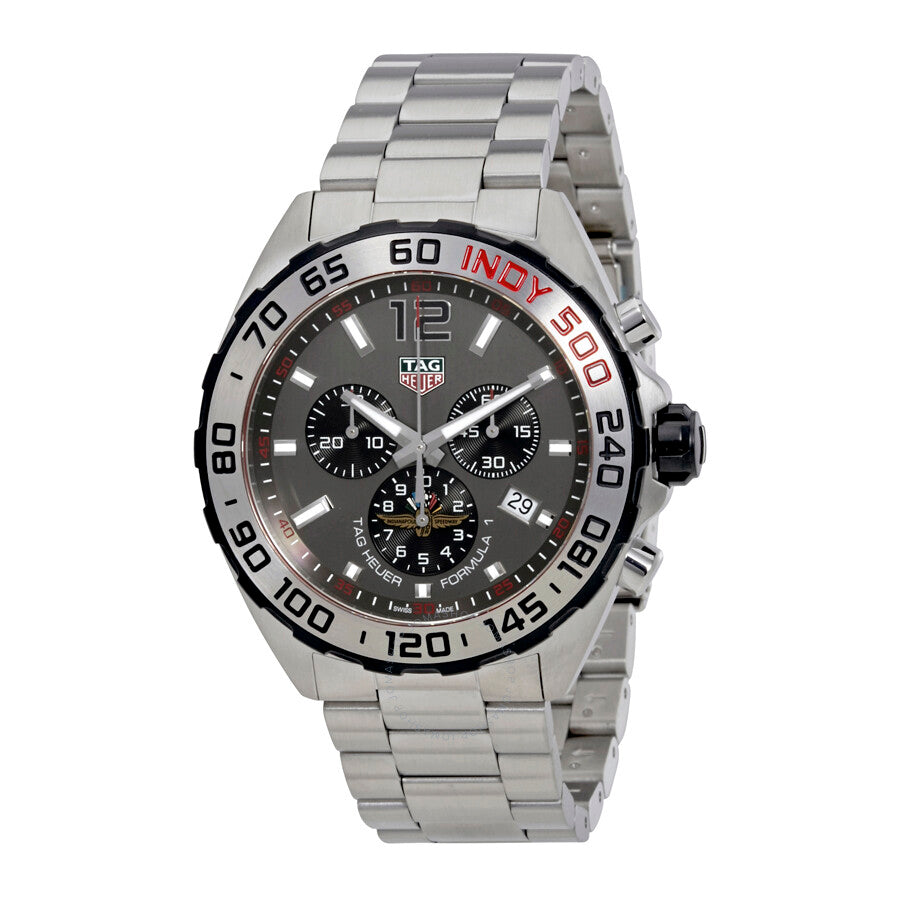 Tag Heuer Formula 1 Chronograph Indy 500 Special Edition Grey Dial Silver Steel Strap Watch for Men - CAZ1016.EB0058 Authentic Buy Shop Now