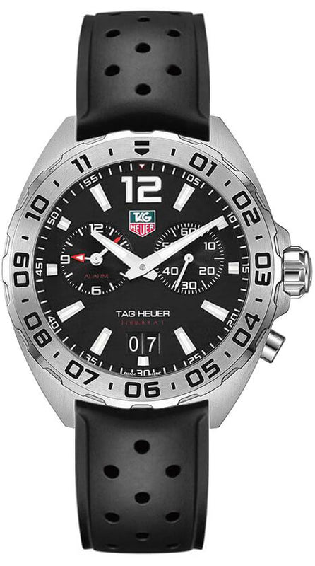 Tag Heuer Formula 1 Alarm Quartz Black Dial Black Rubber Strap Watch for Men - WAZ111A.FT8023 Authentic Buy Shop Now