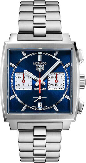 Tag Heuer Monaco Automatic Chronograph Blue Dial Silver Steel Strap Watch for Men - CBL2111.BA0644 Authentic Buy Shop Now
