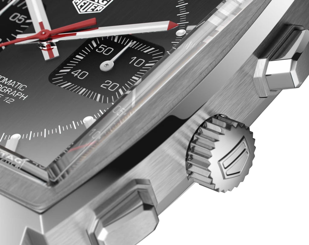 Tag Heuer Monaco Calibre 12 Final Edition Chronograph Grey Dial Black Leather Strap Watch for Men - CAW211J.FC6476 Authentic Buy Shop Now