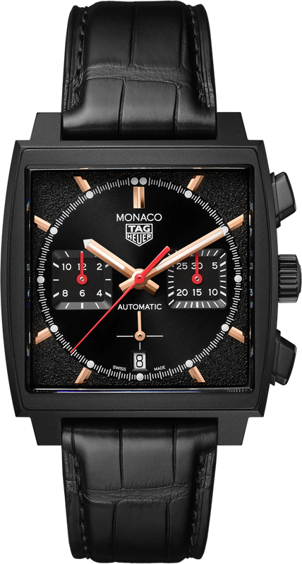 Tag Heuer Monaco Automatic Chronograph Black Dial Black Leather Strap Watch for Men - CBL2180.FC6497 Authentic Buy Shop Now