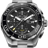 Tag Heuer Aquaracer Calibre 16 Day-Date Black Dial Silver Steel Strap Watch for Men - CAY211A.BA0927 Authentic Buy Shop Now