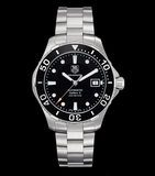 Tag Heuer Aquaracer Automatic Caliber 5 Black Dial Silver Steel Strap Watch for Men - WAN2110.BA0822 Authentic Buy Shop Now