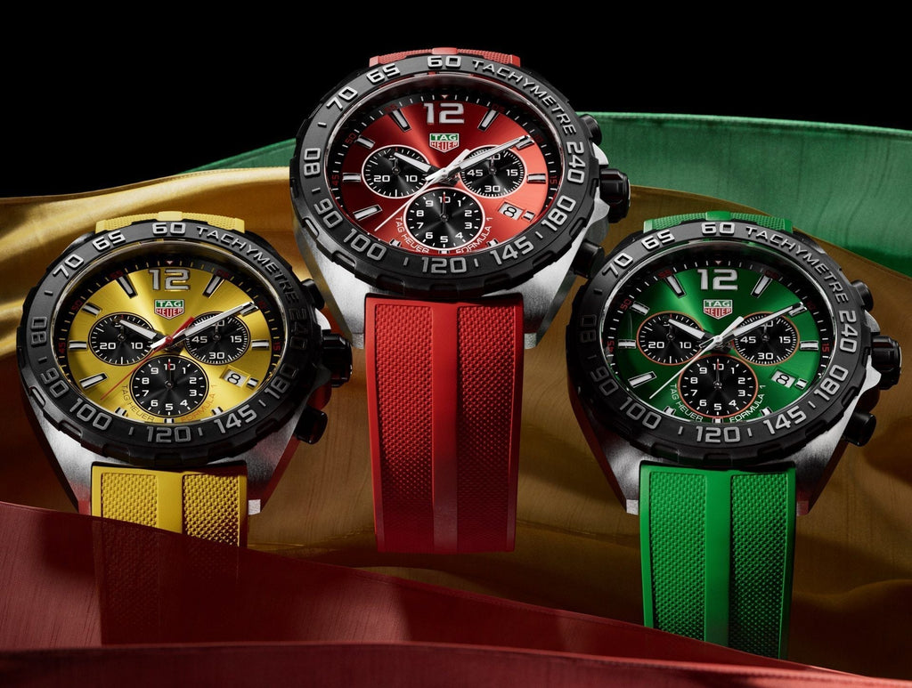 Tag Heuer Formula 1 Chronograph Green Dial Green Rubber Strap Watch for Men - CAZ101AP.FT8056 Authentic Buy Shop Now