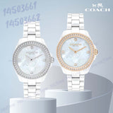 Coach Preston Mother of Pearl White Dial White Steel Strap Watch for Women - 14503662 Authentic Buy Shop Now