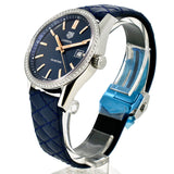Tag Heuer Carrera Quartz Diamonds Blue Dial Blue Leather Strap Watch for Women - WAR1114.FC6391 Authentic Buy Shop Now