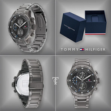 Tommy Hilfiger Trent Chronograph Grey Dial Grey Steel Strap Watch For Men - 1791806 Authentic Buy Shop Now