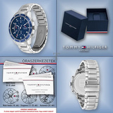 Tommy Hilfiger Jimmy Chronograph Quartz Blue Dial Silver Steel Strap Watch For Men - 1791949 Authentic Buy Shop Now