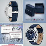 Tommy Hilfiger Lars Chronograph Blue Dial Blue Leather Strap Watch For Men - 1792063 Authentic Buy Shop Now