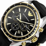 Emporio Armani Sigma Chronograph lack Dial Black Rubber Strap Watch For Men - AR80003 Authentic Buy Shop Now
