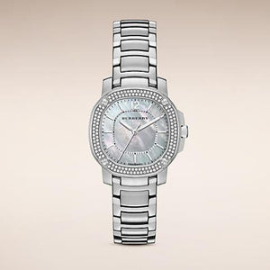 Burberry The Britain Diamonds Mother of Pearl Dial Silver Steel Strap Watch for Women - BBY1801 Authentic Buy Shop Now
