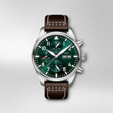 IWC Pilot's Watch Chronograph Edition Racing Green 43mm Green Dial Brown Leather Strap Watch for Men - IW377726 Authentic Buy Shop Now