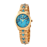 Michael Kors Petite Runway Mercer Blue Dial Gold Steel Strap Watch For Women - MK6673 Authentic Buy Shop Now