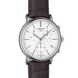 Tissot Carson Premium Chronograph White Dial Brown Leather Strap Watch For Men - T122.417.16.011.00 Authentic Buy Shop Now