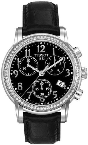 Tissot Dressport Diamonds Black Dial Black Leather Strap Watch for Women - T050.217.16.057.01 Authentic Buy Shop Now