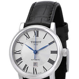 Tissot Carson Premium Automatic Lady Silver Dial Black Leather Strap Watch for Women - T122.207.16.033.00 Authentic Buy Shop Now