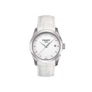 Tissot Couturier Lady Silver Dial White Leather Strap Watch For Women - T035.210.16.011.00 Authentic Buy Shop Now