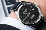 Tissot Le Locle Powermatic 80 Black Dial Black Leather Strap Watch For Men - T006.407.16.053.00 Authentic Buy Shop Now