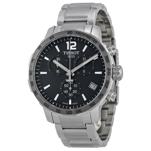 Tissot Quickster Chronograph Black Dial Silver Steel Strap Watch For Men - T095.417.11.067.00 Authentic Buy Shop Now