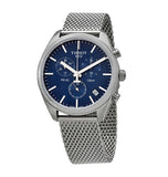 Tissot PR 100 Chronograph Blue Dial Silver Mesh Bracelet Watch for Men - T101.417.11.041.00 Authentic Buy Shop Now