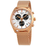 Tissot T Classic PR 100 Chronograph Silver Dial Rose Gold Mesh Bracelet Watch For Men - T101.417.33.031.01 Authentic Buy Shop Now