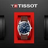 Tissot Gentleman Blue Dial Brown Leather Strap Watch For Men - T127.410.16.041.00 Authentic Buy Shop Now