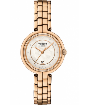 Tissot T Lady Flamingo Mother of Pearl Dial Rose Gold Steel Strap Watch For Women - T094.210.33.116.02 Authentic Buy Shop Now