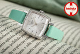 Tissot T Lady Lovely Square Silver Dial Light Green Leather Strap Watch for Women - T058.109.16.031.01 Authentic Buy Shop Now