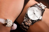 Tissot T Wave Diamonds White Dial Silver Steel Strap Watch For Women - T112.210.11.036.00 Authentic Buy Shop Now