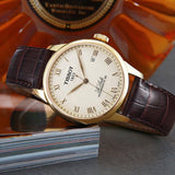 Tissot Le Locle Automatic Gold Dial Brown Leather Strap Watch For Men - T41.5.413.73 Authentic Buy Shop Now